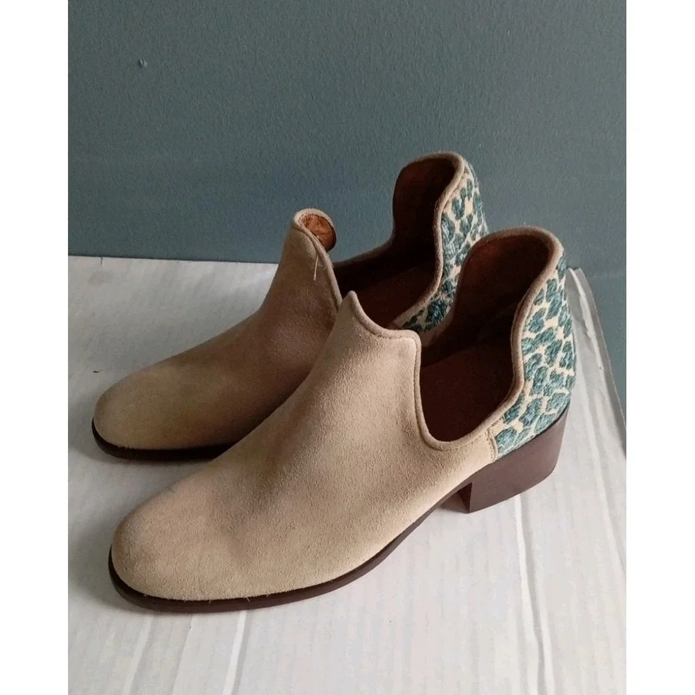 Ankle‎ Booties Suede Leather Leopard Print Heel Shoes